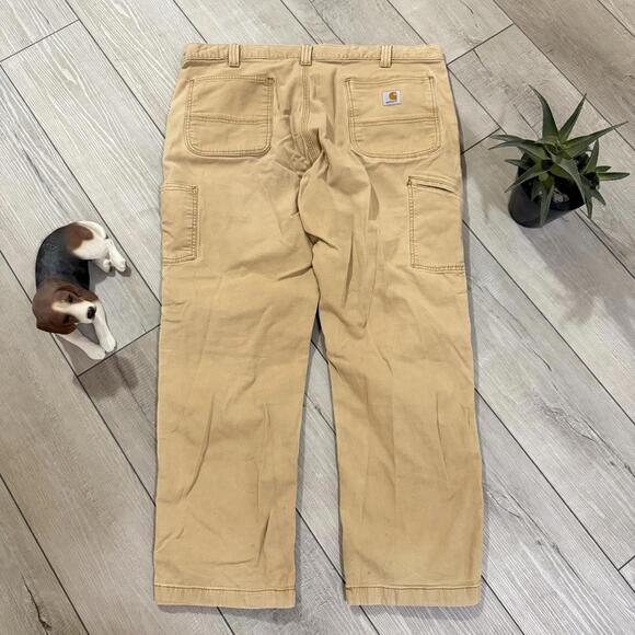 Carhartt Pants Men 40x28.5  Tan Carpenter Double Knee Canvas Grunge Y2K Relaxed - Picture 2 of 9
